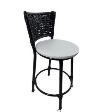 Imagem de Kit banqueta baixa de junco cozinha americana gourmet bistrô - FortMix