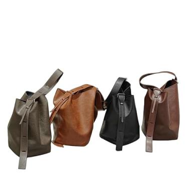 Imagem de Archicolor Bolsa feminina minimalista de couro legítimo, bolsa de ombro de grande capacidade, bolsa de ombro com design versátil, Café, 43*8*34CM