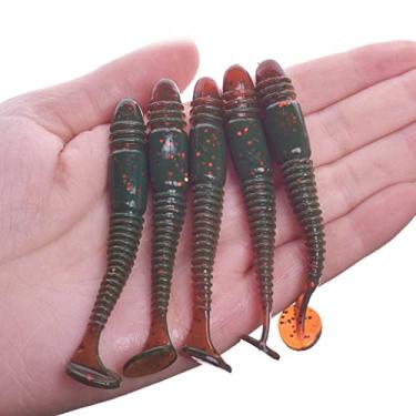 Imagem de ZZTWER 5 peças de anel de impacto balanço isca de pesca macia 75 mm 3,2 g isca de natação jigging wobblers camarão cheiro sal artificial iscas de silicone