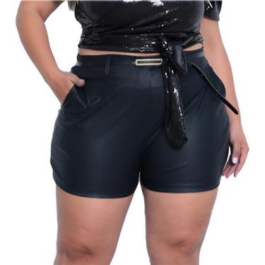 Imagem de Shorts Feminino De material sintético Bolso Feminino Plus Size materia