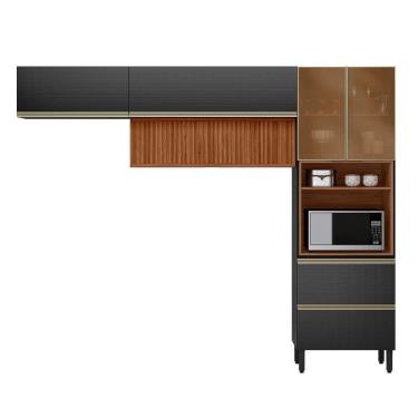 Imagem de Cozinha Modulada Proença 3 Peças com Aéreo 120cm Ripado - Demartêz