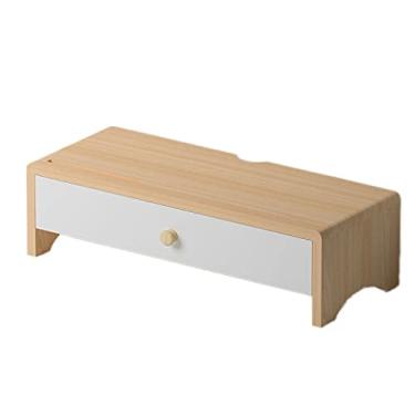 Imagem de Suporte para monitor de madeira maciça, camada dupla com gavetas, organizadores de espaço de trabalho para impressora, PC, notebook, economizar espaço