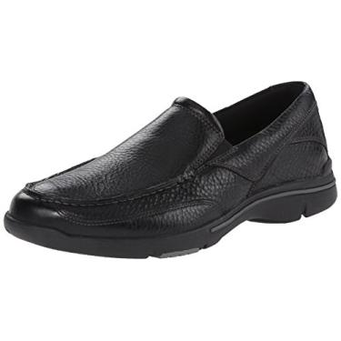 Imagem de Rockport Mocassim masculino Eberdon Slip-On, Couro preto/pedra, 11 Wide