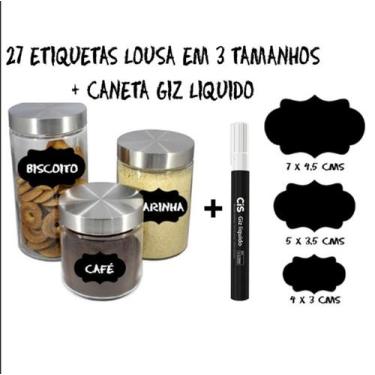 Imagem de 27 Etiquetas Lousa VERSÁTIL - 3 tamanhos Caneta Giz Branca - Etiquetas