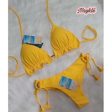 Imagem de Biquini Cortininha com Calcinha Fio Duplo - Nayklê Moda Praia , Amarel