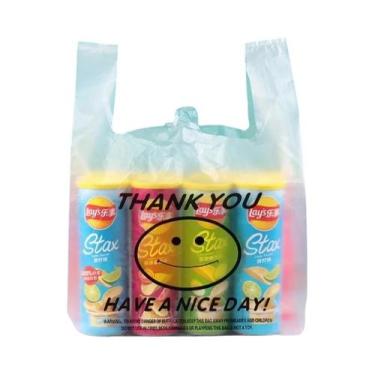 Imagem de Sacolas Plásticas Transparentes Com Alça 100/50 Peças Sacolas De Compr