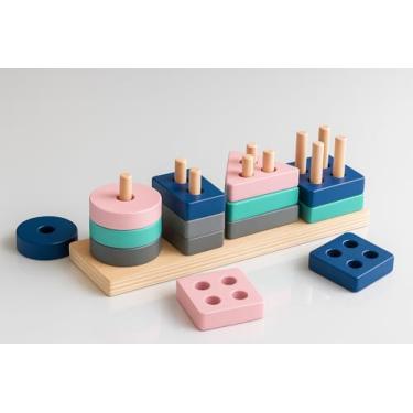 Imagem de Mini Brinquedo Montessoriano, Blocos De Construção De Madeira, Brinquedos Educativos Quebra Cabeça