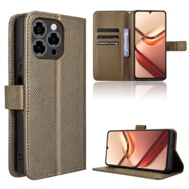 Imagem de Capa de couro compatível com Doogee Note 58, capa flip de couro PU compatível com Doogee Note 58 Pro, marrom