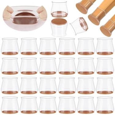 Imagem de 24 Peças Protetor de Pe de Cadeira silicone, Protetor de Pe de Cadeira, Protetores de Piso de Cadeira de Silicone com Almofadas de Feltro, Protetores de Pé de Cadeira de Silicone