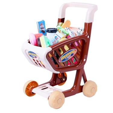 Imagem de Carrinho de Supermercado Infantil, Kit com 62 Acessórios, Brinquedo Realista, 43 x 33,5 x 10 cm