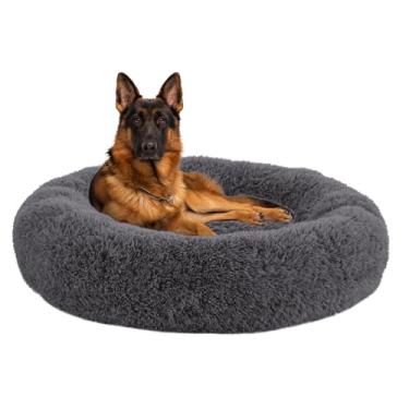 Imagem de URGVANZ PET Cama calmante para cães, antiansiedade, donuts, para cães pequenos, médios e grandes, lavável de pelúcia fofa para gatos e gatinhos (cinza escuro, 2GG)