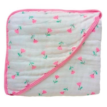 Imagem de Toalha de Banho Soft para Bebê com Capuz em Fralda Soft 100% Algodão 2 Camadas (Tulipa)