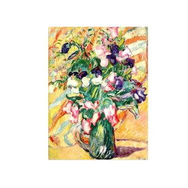 Imagem de Flores Pintura em tela Famosa Pintura Reprodução-Quadros para sala de estar-Vaso flores-Pôster e impressões 60x80cm Sem Moldura