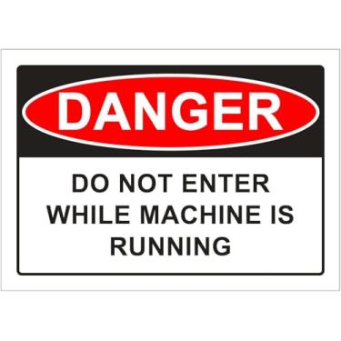 Imagem de Do Not Enter While Machine Is Running Danger Sign (L10144) Placa de metal de latão 20 x 30 cm para séries industriais e comerciais