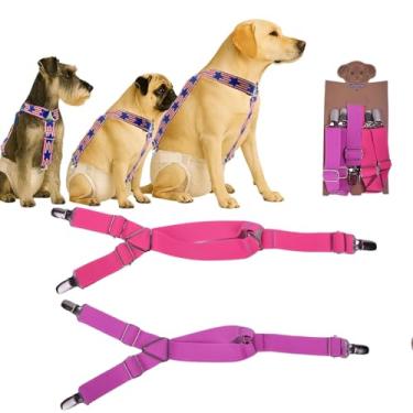 Imagem de Suspensórios de fraldas para cães femininos e machos, pacote com 2 (estrelas da bandeira dos EUA e listras do arco-íris), ajustáveis, clipes elásticos para cães de 4,5 a 90 kg evitam a troca de