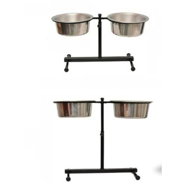 Imagem de Comedouro Elevado AjustáVel Para CãEs De Todos Os Portes, Comedouro Duplo Altura ReguláVel Para Porte P, M, G E Filhotes/Gatos, Para A SaúDe Das ArticulaçõEs(Médio Preto)