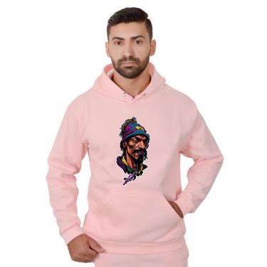 Imagem de Blusa Rapper Moletom Masculina Desenho 3D Com Bolso e Capuz Rosa - Met