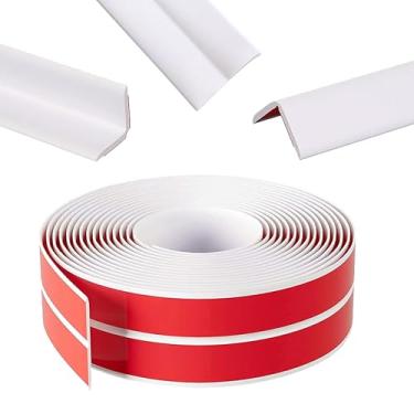 Imagem de Moldura de teto de parede branca Guarnição de 4 cm x 101 cm, protetor de canto protetor de borda descascar e colar moldagem de parede molde de canto tira de calafetagem, acabamento autoadesivo para