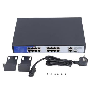 Imagem de Fafeicy 16 Port Poe Switch Com 2 Portas Uplink 38 Gbps Ethernet Retwork Hub para Office Home SFP Slot Protection (Plugue UE 100-240V)