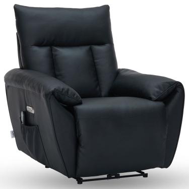 Imagem de Poltrona do Papai Reclinável Elétrica com Massagem e Aquecimento Velutti L07 Couríssimo Preto - Lyam