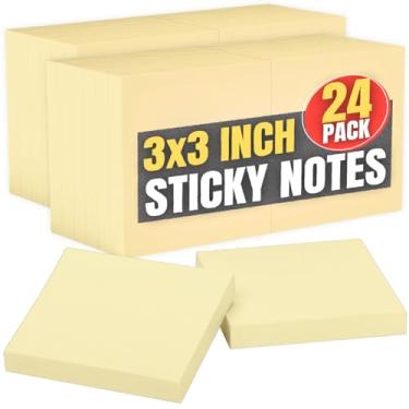 Imagem de 1 InTheOffice Yellow Pop Up Sticky Notes 3x3, Fan Folded Self Stick Note 3" x 3", 100 folhas por bloco, 24 pacotes