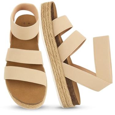 Imagem de YOKI CHIARA-10 Sandálias femininas de tiras com plataforma de alpargatas - Sandálias de plataforma sem cadarço para mulheres, leve e confortável, Crochê, 37