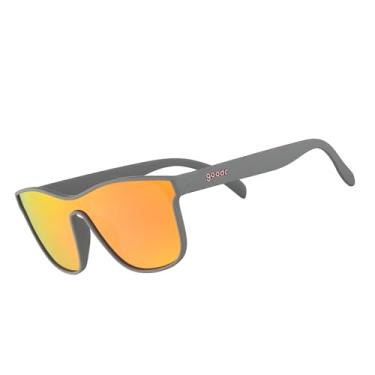 Imagem de goodr Óculos de sol Voight-Kampff Vision polarizados para homens e mulheres, tamanho médio (VRG), armações sólidas cinza com lente refletiva espelhada rosa, proteção UV400, sem deslizamento, sem salto
