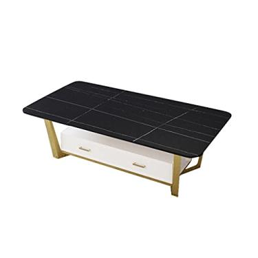 Imagem de Mesa de centro de design simples, mesa de café, tábua de rock, armário de TV, mesa de chá industrial, mesa de coquetel, usada no quarto, sala de estar, escritório, mesa lateral de chá (com gaveta