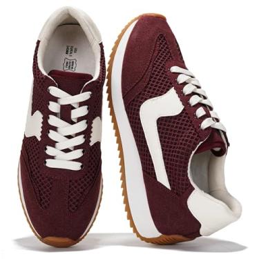 Imagem de Project Cloud Tênis feminino leve com cadarço com palmilhas de espuma viscoelástica – Sapatos femininos modernos – Tênis feminino antiderrapante e confortável (Madison), Borgonha, 34