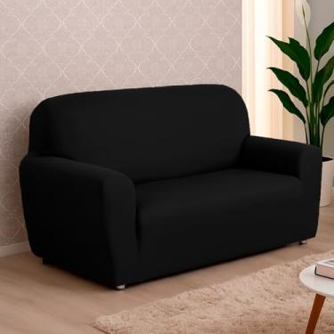 Imagem de Capa De Sofá Lisa Coladinha 2 e 3 ou 4 Lugares/Capa de Poltrona 1 Lugar Malha Gel (Preto,4 Lugares)