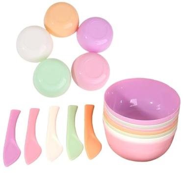 Imagem de 5 peças de tigela de mistura de máscara facial + colher, tigela de mistura de cores reutilizável para kit para mulheres uso em salão de beleza em casa, produtos para cuidados com a pele. (A1)