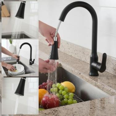 Imagem de Torneira Cozinha Gourmet Extensível Misturador Monocomando 2 Jatos Bancada Cor Preta