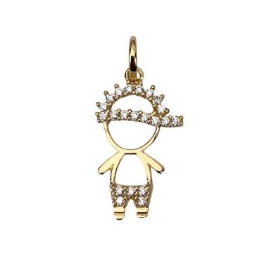 Imagem de Pingente Menino Com Zircônia Em Ouro 18K