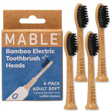 Imagem de MABLE Cabeças de substituição de escova de dentes elétrica compatíveis com Laifen, cerdas de bambu macias para adultos, cuidados bucais ecológicos, pacote com 4