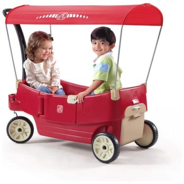 Imagem de Carrinho de Passeio para 2 Crianças Multifuncional com Porta Objetos e Cobertura, até 90 kg, Step2, Vermelho