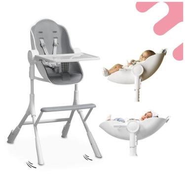 Imagem de Cadeira de Alimentação Cadeirão com Bandeja Removível e Modo Espreguiçadeira, Oribel, Cinza