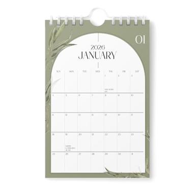 Imagem de Karto Mini calendário de parede 2026 - vertical 15 x 23 cm de janeiro de 2026 a junho de 2027 - pequeno, versátil e fácil de planejar com o calendário mensal de mesa estética - Boho Greenery