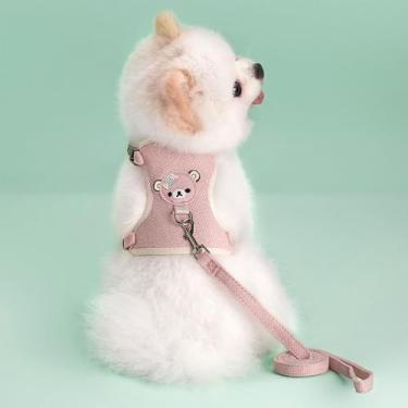 Imagem de Conjunto de coleira e coleira para animais de estimação pequeno a médio sem puxão, colete macio ajustável, coleira para animais de estimação, adequado para pesos de 4,5 a 9 kg