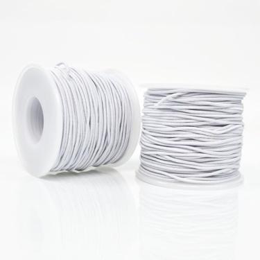 Imagem de Cordão elástico para pulseiras, 2 rolos de corda elástica resistente de 1 mm para fazer joias, colares, miçangas (branco)