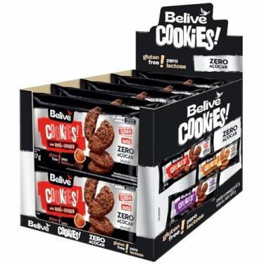 Imagem de Caixa de Cookies de Avelã e Chocolate Sem Glúten Sem Açúcar Sem Lactose Sem Leite Belive 10 pacotes de 67g