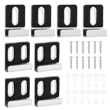Imagem de 8 clipes de metal para espelho, 2 estilos de ganchos de canal largo para ferragens de montagem sem moldura, clipes de pendurar com suporte pesado com parafusos para quadro de avisos de montagem na