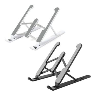 Imagem de Suporte Ajustável Liga ALUMINIO para Notebook, 6 POSICOES, saida de ar, serve para notebook tablet celular qualquer eletronico, Ergonômico, Dobrável, 26 x 19 cm, Premium (Branco)