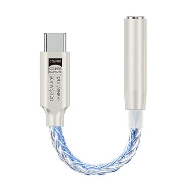 Imagem de LKKLUYIC Adaptador de áudio USB tipo C para 3,5 mm, Dual DAC CX31993 MAX97220, decodificador de fone de ouvido HiFi