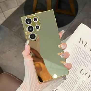 Imagem de Capa de maquiagem espelhada com revestimento para Samsung Galaxy S24 S23 Ultra S22 S21 Plus S20 Fe A54 A34 A52 A53 A25 A73 capa rígida de cor sólida (para Samsung A34 4G/dourado)