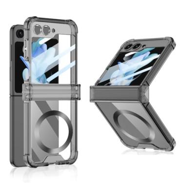 Imagem de Capa de airbag para samsung galaxy z flip 5 4 flip4 z flip5 capa de carga transparente, preta, para samsung z flip 5