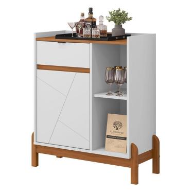 Imagem de Aparador Bar Bari 1 Porta E 1 Gaveta Branco-cedro - Casa D Branco-cedro