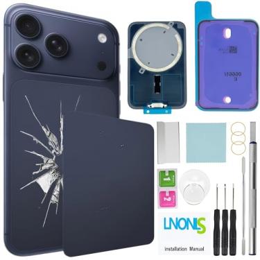 Imagem de LNONLS Substituição de vidro traseiro 17 Pro Max para iPhone 17 Pro Max com kit de ferramentas de reparo profissional à prova d'água Magesafe (azul escuro)