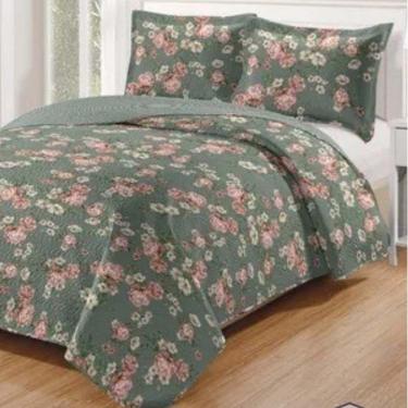 Imagem de Kit Cobre Leito Colcha Daily King 3 Peças Dupla Face Estampado - Floral 51 - 100% Poliéster