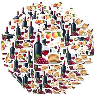 Imagem de 70 peças de adesivos de vinho gourmet vinho decalques elegantes adesivos gourmet para mala, geladeira, telefone, bagagem, laptop, guitarra, carro, adesivo, brinquedos, caderno, bagagem, copo de