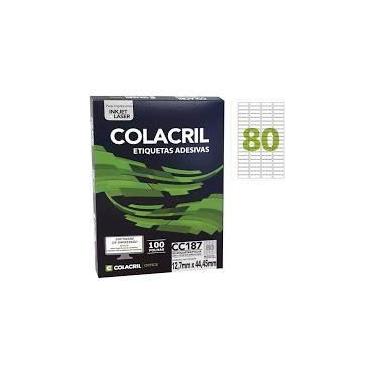 Imagem de Etiqueta Colacril CC187 80 por folha 12,7mmx44,45mm com 100 folhas